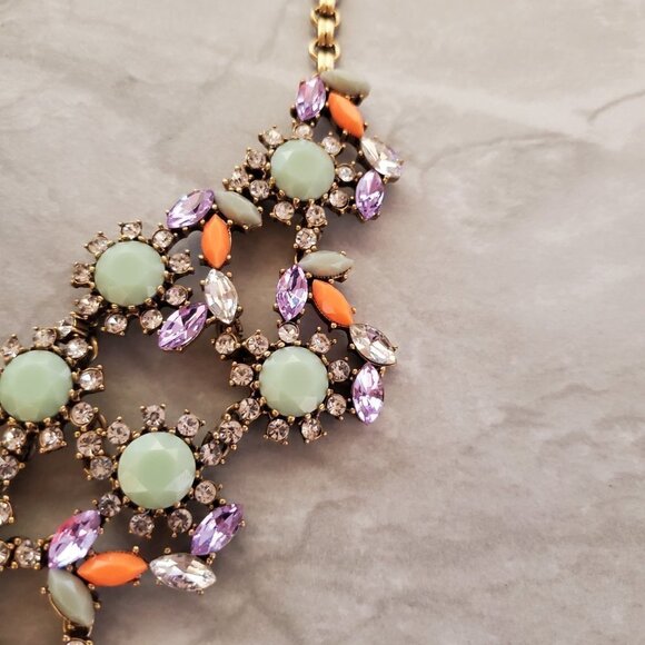 💖 J.Crew RARE HTF Antique Rhinestone Crystal Cluster Statement Necklace 💖 - Picture 4 of 16